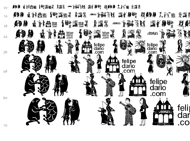 FD J Borges font waterfall